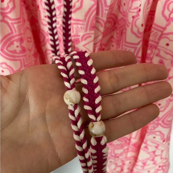 Pink Belted Button Front Long Sleeve Flared Short Dress - Picture 10 of 16